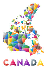 Canada - colorful low poly country shape. Multicolor geometric triangles. Modern trendy design. Vector illustration.