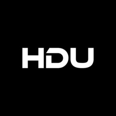 HDU letter logo design with black background in illustrator, vector logo modern alphabet font overlap style. calligraphy designs for logo, Poster, Invitation, etc.