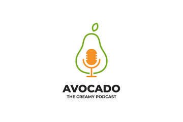 Avocado Fruit Podcast Microphone Logo