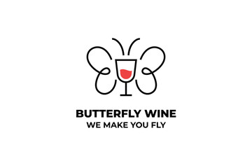 Butterfly Wine Fly Business Logo