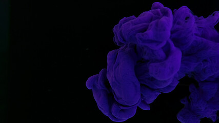 Beautiful wallpaper for your desktop. Violet cloud of ink on a black background. Drops of purple...