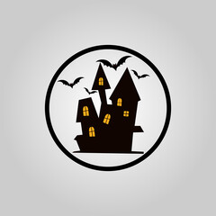 castle icon or logo. The main symbol of the Happy Halloween holiday. castle for your design for the holiday Halloween. Vector illustration.