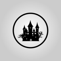 castle icon or logo. The main symbol of the Happy Halloween holiday. castle for your design for the holiday Halloween. Vector illustration.
