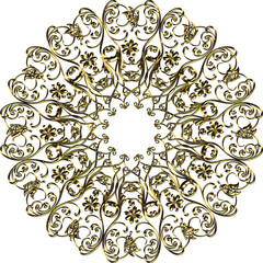 3D-image  bronze floral central  ornament for ceiling decoration