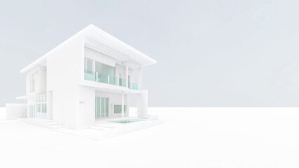 3D Rendering Of Modern white House Illustration