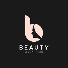 B Letter Luxury Beauty Face Logo Design Vector