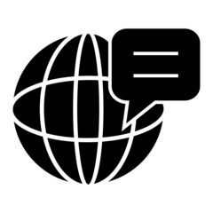 Vector Global Chat Glyph Icon Design
