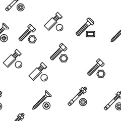 Screw And Bolt Building Accessory Vector Seamless Pattern Thin Line Illustration