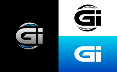 GI Letter Initial Logo Design Template Vector Illustration - obrazy, fototapety, plakaty