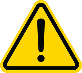 Hazard warning attention sign with exclamation mark symbol - obrazy, fototapety, plakaty