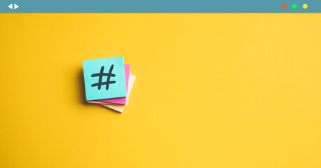 Social media and creativity concepts with Hashtag sign on notepaper.digital marketing