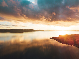 Lake Superior summer sunset from above