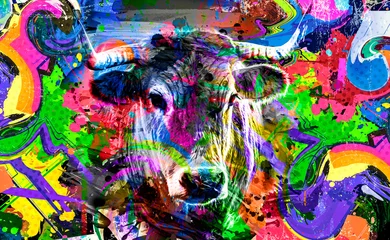 Foto auf Leinwand bull head with creative abstract elements isolated on white background, close view  © reznik_val