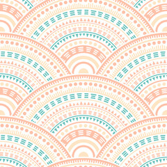 Ethnic circle shapes seamless geometric pattern.