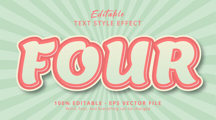 Four text on pastel color banner style, editable text effect