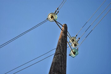 Old Telephone pole. 
Rural countryside in Spain.