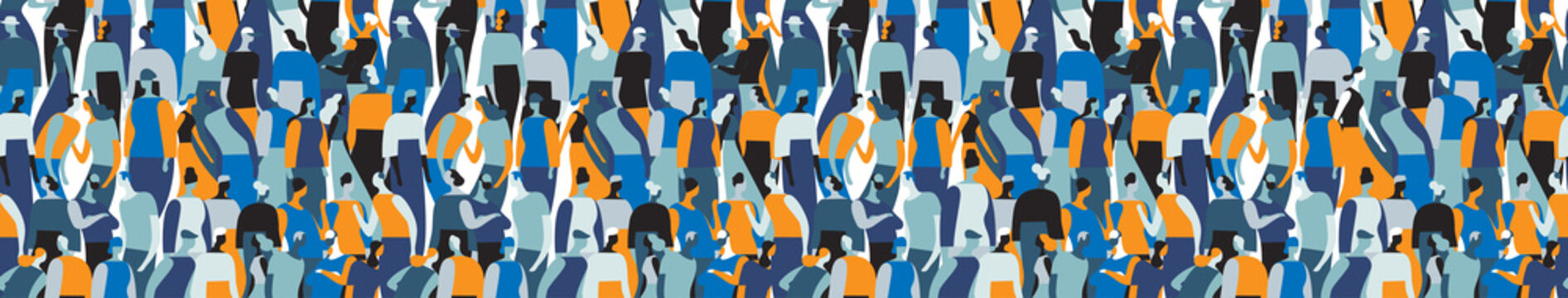 Seamless pattern con una folla di persone che parlano e interagiscono tra di loro