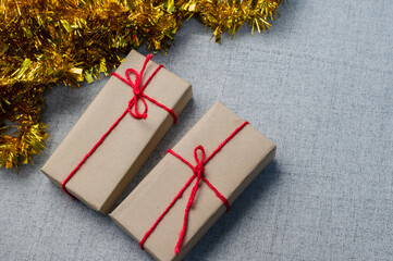 gift box, new year gift box, Christmas gift box ,copy space. Christmas, hew year, birthday concept.
