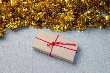 gift box, new year gift box, Christmas gift box ,copy space. Christmas, hew year, birthday concept.