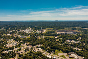 Aerial view of downtown Leeds, Alabama