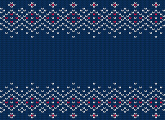 Knitted seamless pattern. Vector ornament for winter sweater