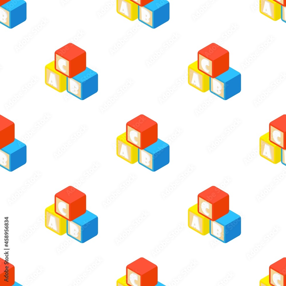 Poster alphabet cubes with letters a,b,c pattern seamless background texture repeat wallpaper geometric vec