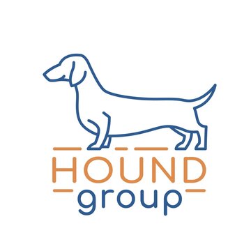 Hound group logotype in modern outlined style. Editable vector illustration