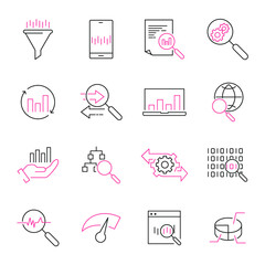 Data Analysis icons set.  Data Analysis pack symbol vector elements for infographic web
