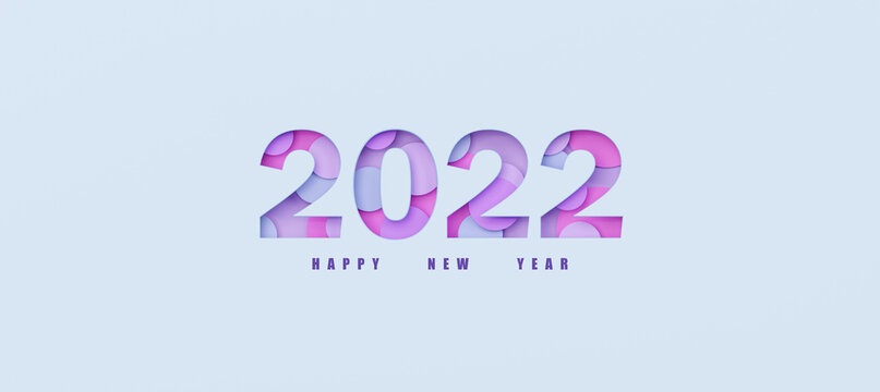 Happy New Year 2022. Celebrate party 2022, Web Poster, banner, cover card, layout design. 3D Rendering.
