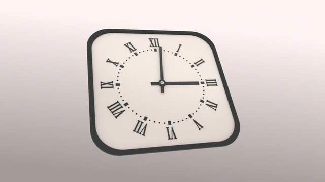 Clock Spinning 24 Hours Loop. Roman numerals