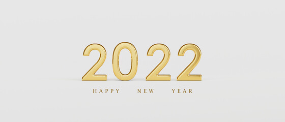 Happy New Year 2022. Celebrate party 2022, Golden Number, Web Poster, banner, cover card, layout design. 3D Rendering.