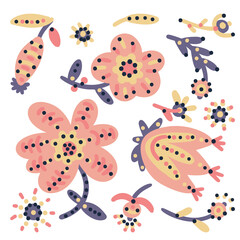 A set of simple doodle-style flowers