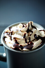 Cream and chocolate in a mug