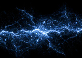 Blue fractal lightning background, electrical abstract