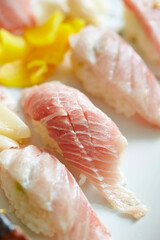 Tuna sushi in various parts