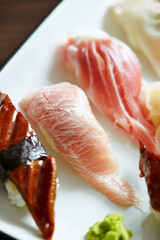 Tuna sushi in various parts