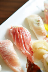 Tuna sushi in various parts