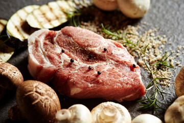 Fresh raw meat with pepper and vegetables