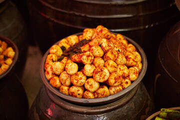 radish kimchi ,Korean spicy pickles dish 