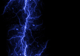 Blue fractal lightning background, electrical abstract