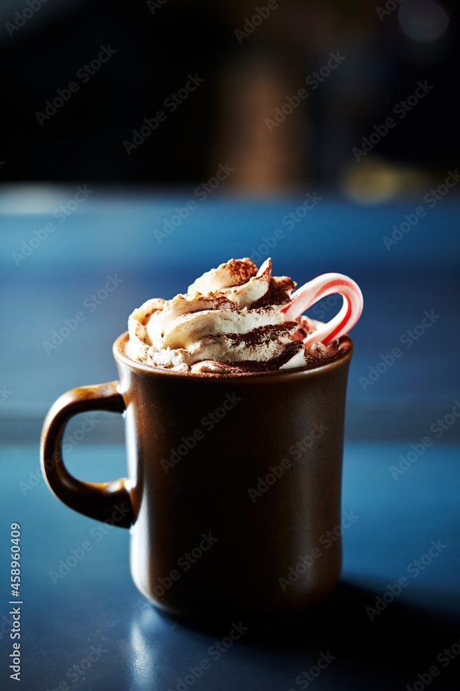 Sticker coffee and whipped cream in a cup