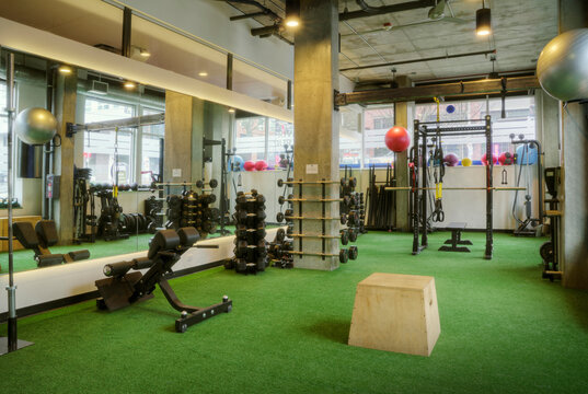 Weights Room In An Empty Gym.