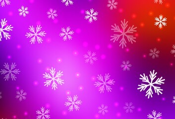 Naklejka na ściany i meble Light Pink, Red vector background with xmas snowflakes, stars.