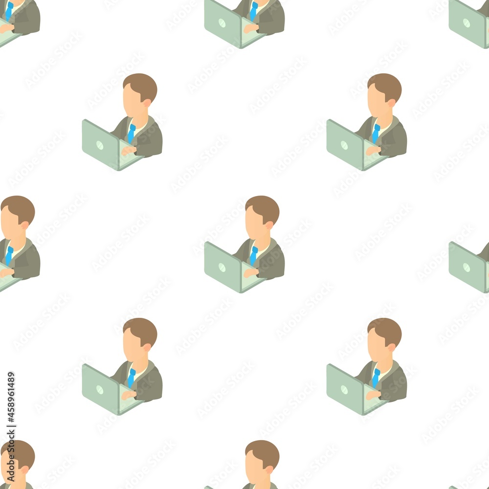 Poster businessman using his laptop pattern seamless background texture repeat wallpaper geometric vector