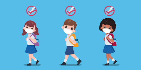 Children Student get vaccines with doctor to protect from viruses.	