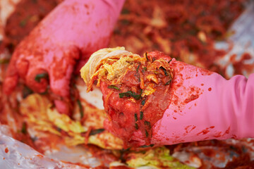 Making Korean Traditional Kimchi