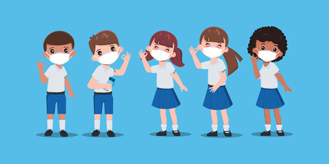 Children Student get vaccines with doctor to protect from viruses.	