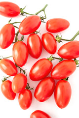 Cherry plum tomato twig isolated on white background