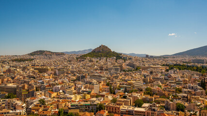 Fototapeta na wymiar aerial panoramic view over the city of Athens Greece