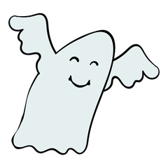 Flying Ghost Doodle Halloween Vector